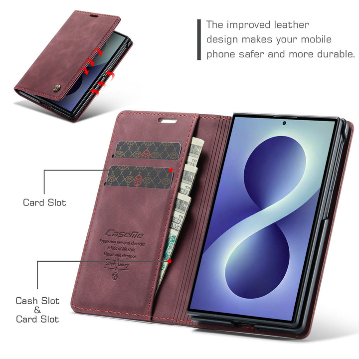 Slimmat magnetiskt läderskal för Samsung Galaxy