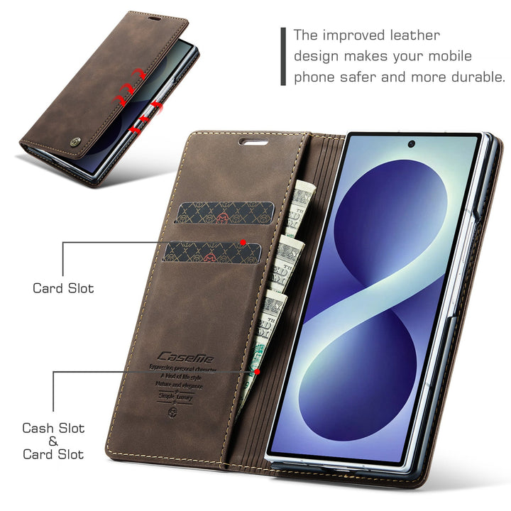 Slimmat magnetiskt läderskal för Samsung Galaxy