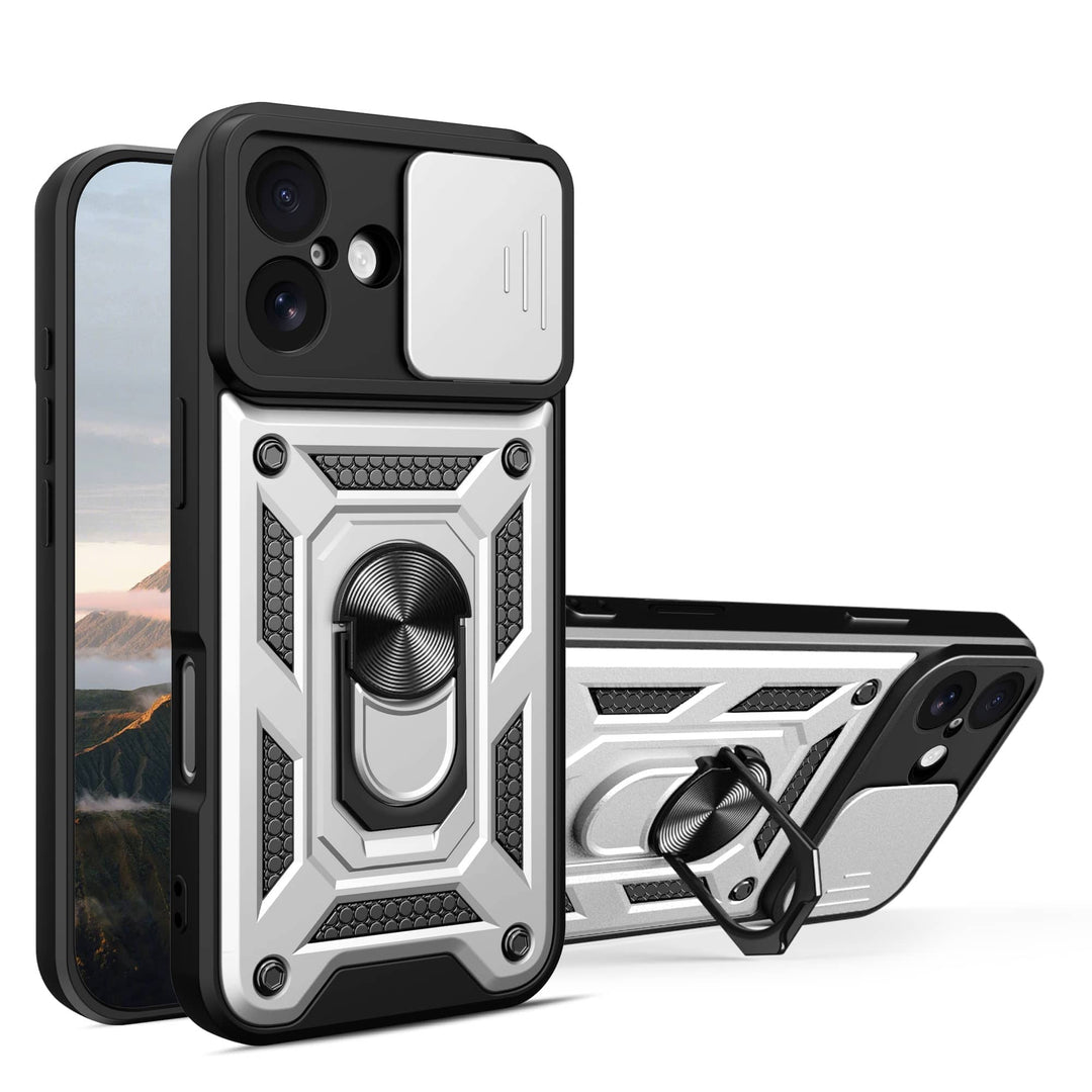 Magnetic Shockproof Phone Case With Camera Cover iPhone 16 / Silver CM220811-02-iPhone 16-Silver
