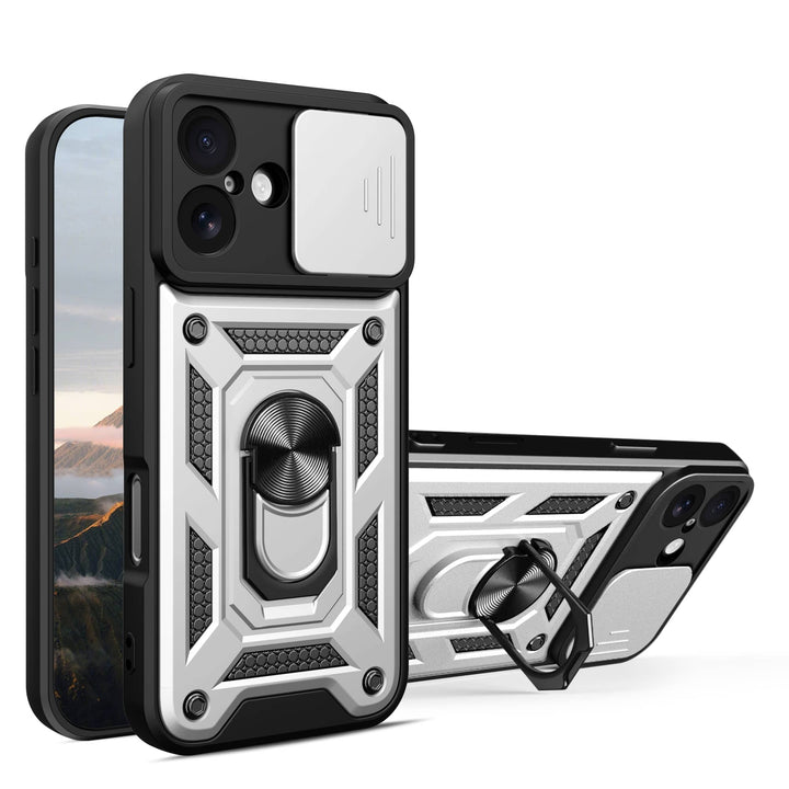 Magnetic Shockproof Phone Case With Camera Cover iPhone 16 / Silver CM220811-02-iPhone 16-Silver