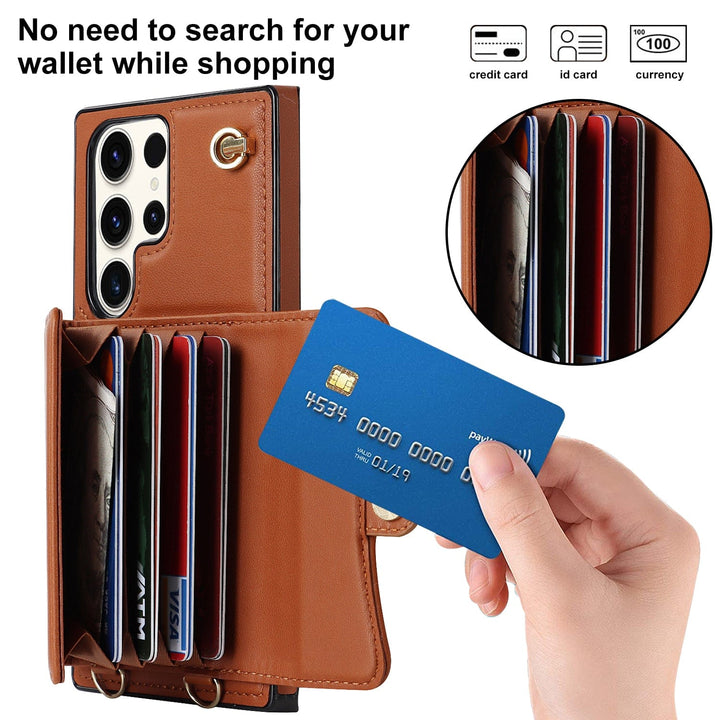 Cardholder Leather Case With Lanyard for Samsung Note