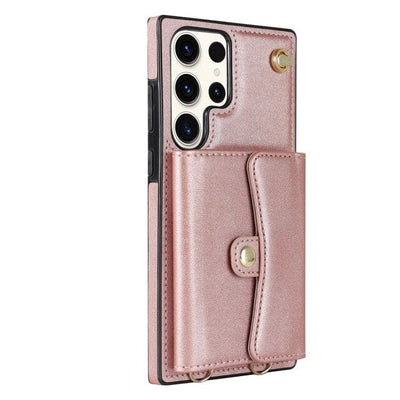 Cardholder Leather Case With Lanyard for Samsung A Series Samsung A12 / Pink CM20230320-E-05-Samsung A12-Pink