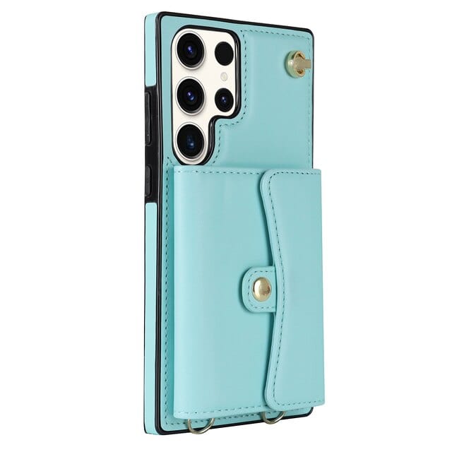 Cardholder Leather Case With Lanyard for Samsung A Series Samsung A12 / Light Blue CM20230320-E-05-Samsung A12-Light Blue