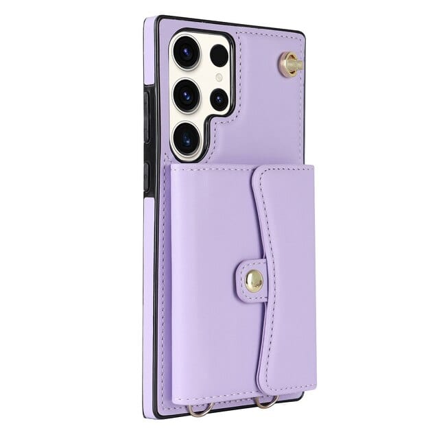 Cardholder Leather Case With Lanyard for Samsung Note Samsung Note 9 / Purple CM20230320-F-06-Samsung Note 9-Purple