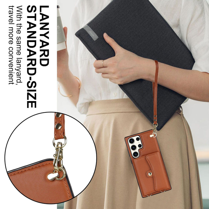 Cardholder Leather Case With Lanyard for Samsung A Series