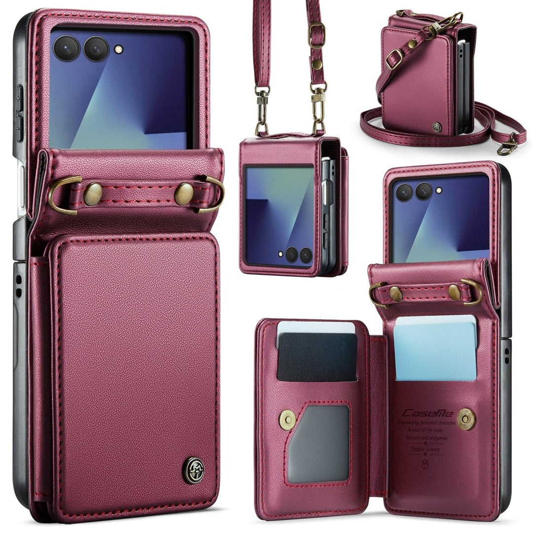 RFID Flip Leather Wallet Case For Samsung Z Flip Red Galaxy Z Flip 8 Parkfield Supplies