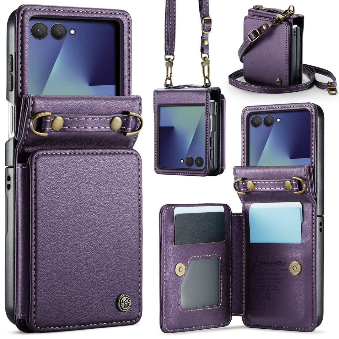 RFID Flip Leather Wallet Case For Samsung Z Flip Purple Galaxy Z Flip 8 Parkfield Supplies