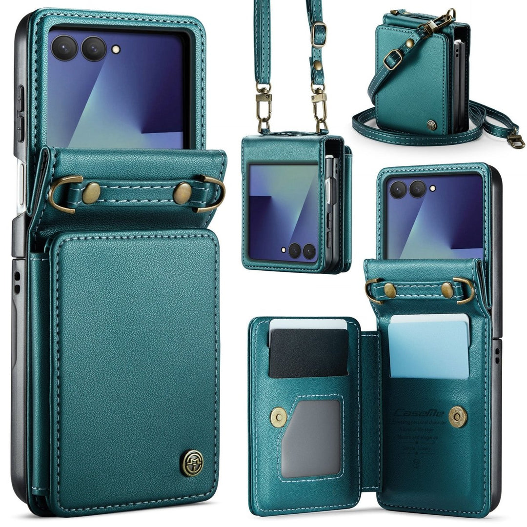 RFID Flip Leather Wallet Case For Samsung Z Flip Green Galaxy Z Flip 8 Parkfield Supplies
