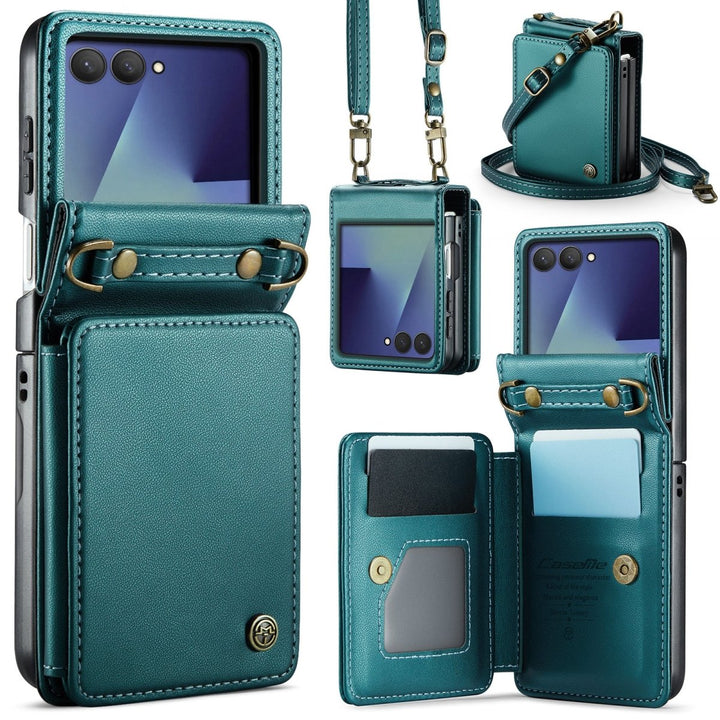 RFID Flip Leather Wallet Case For Samsung Z Flip Green Galaxy Z Flip 8 Parkfield Supplies