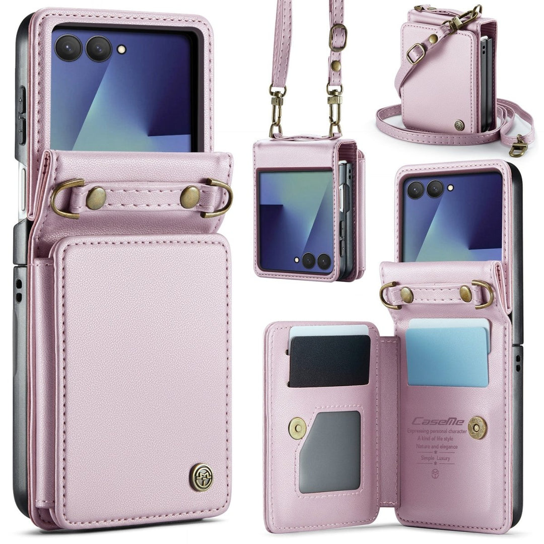 RFID Flip Leather Wallet Case For Samsung Z Flip Pink Galaxy Z Flip 8 Parkfield Supplies