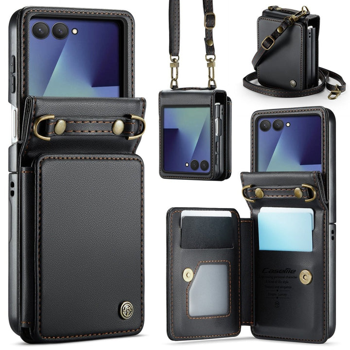 RFID Flip Leather Wallet Case For Samsung Z Flip Black Galaxy Z Flip 8 Parkfield Supplies
