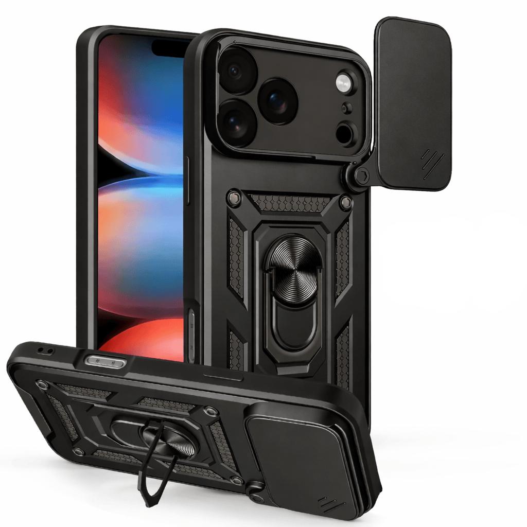 Heavy Duty Magnetic Phone Case With Camera Cover iPhone 17 / Black CM20211012-02-iPhone 17-Black