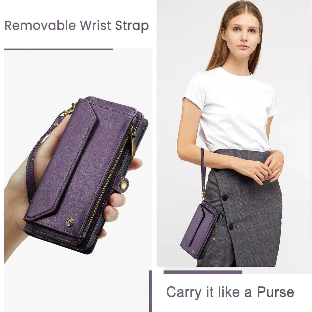RFID Crossbody Leather Wallet Phone Case
