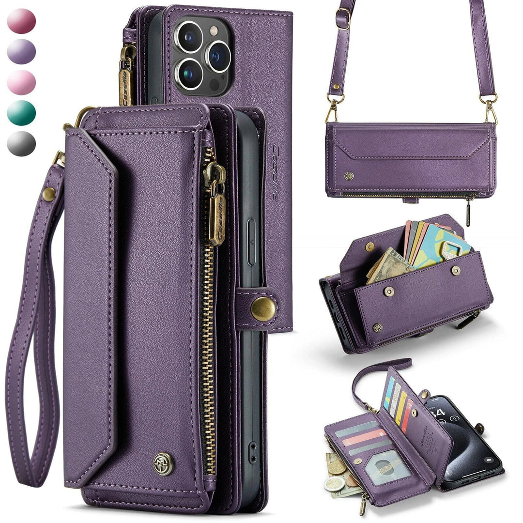 RFID Crossbody Leather Wallet Phone Case