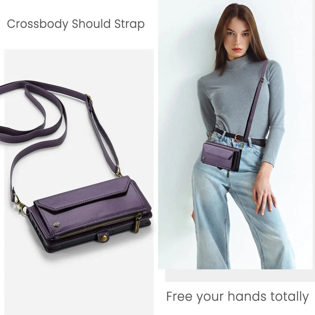 RFID Crossbody Leather Wallet Phone Case