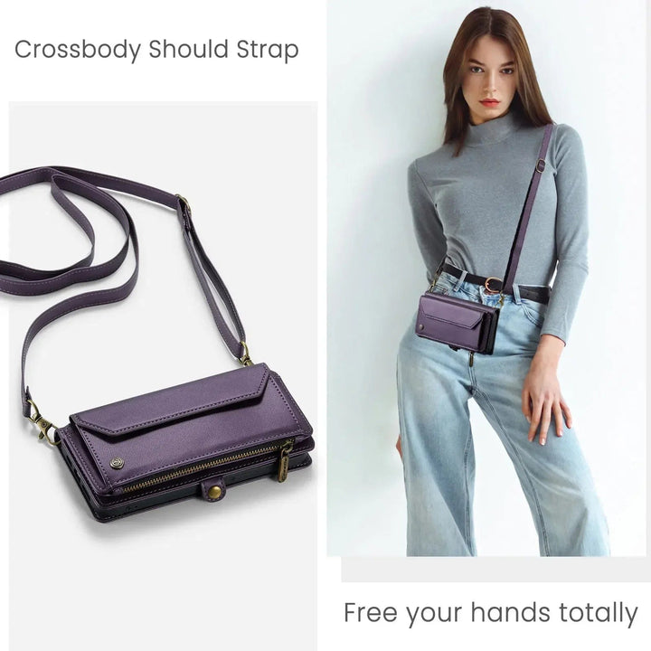 RFID Crossbody Leather Wallet Phone Case