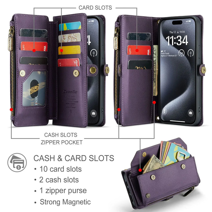 RFID Crossbody Leather Wallet Phone Case