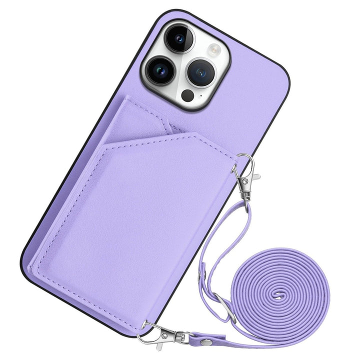 Crossbody Leather Wallet Phone Case iPhone 14 Purple Parkfield Supplies