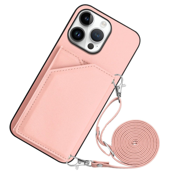 Crossbody Leather Wallet Phone Case iPhone 14 Rose Gold Parkfield Supplies