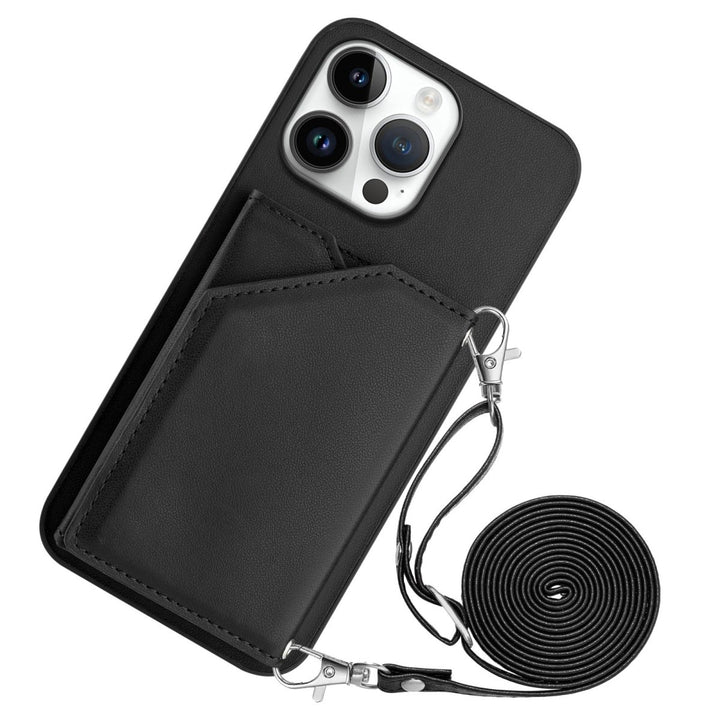 Crossbody Leather Wallet Phone Case iPhone 14 Black Parkfield Supplies