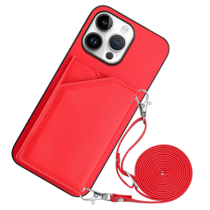 Crossbody Leather Wallet Phone Case iPhone 14 Red Parkfield Supplies