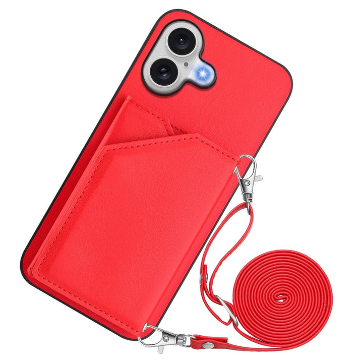 Crossbody Leather Wallet Phone Case iPhone 16 Red Parkfield Supplies