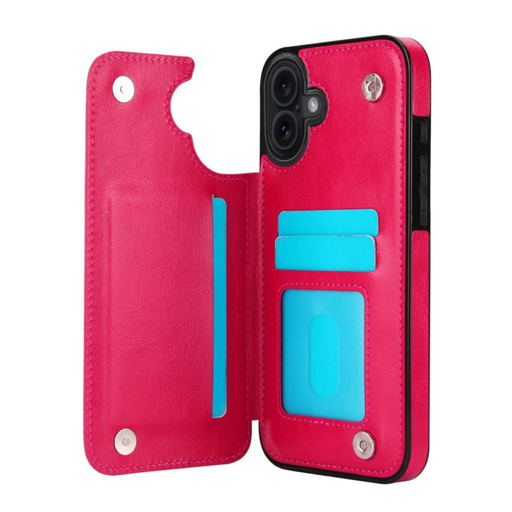 Flip Leather Phone Wallet Case iPhone 16 Rose Red Parkfield Supplies