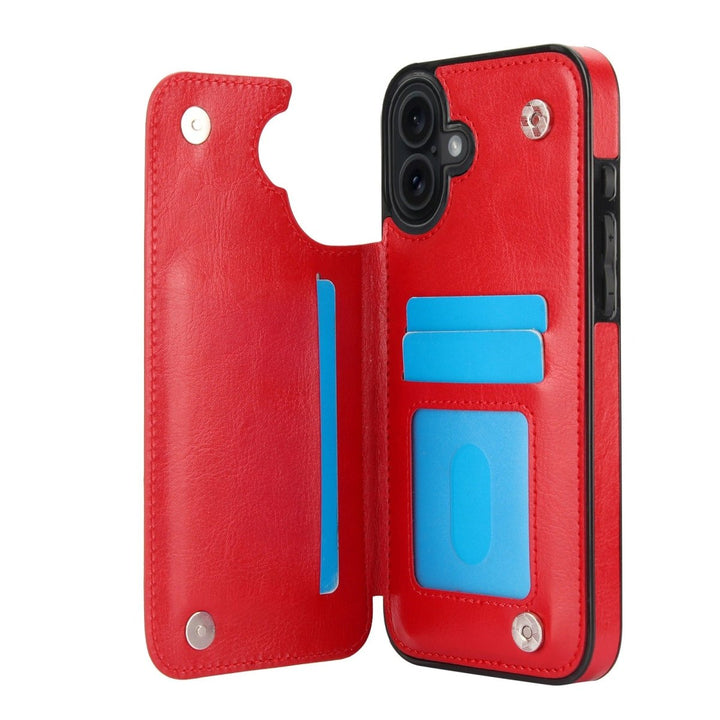 Flip Leather Phone Wallet Case iPhone 16 Red Parkfield Supplies