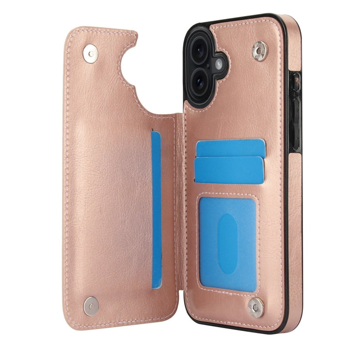 Flip Leather Phone Wallet Case iPhone 16 Rose Gold Parkfield Supplies