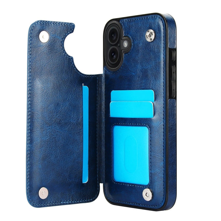 Flip Leather Phone Wallet Case iPhone 16 Blue Parkfield Supplies