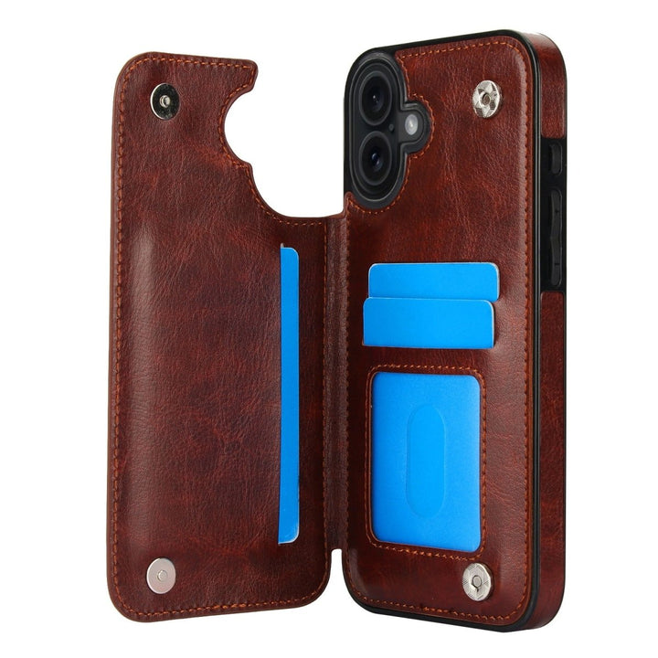Flip Leather Phone Wallet Case iPhone 16 Brown Parkfield Supplies