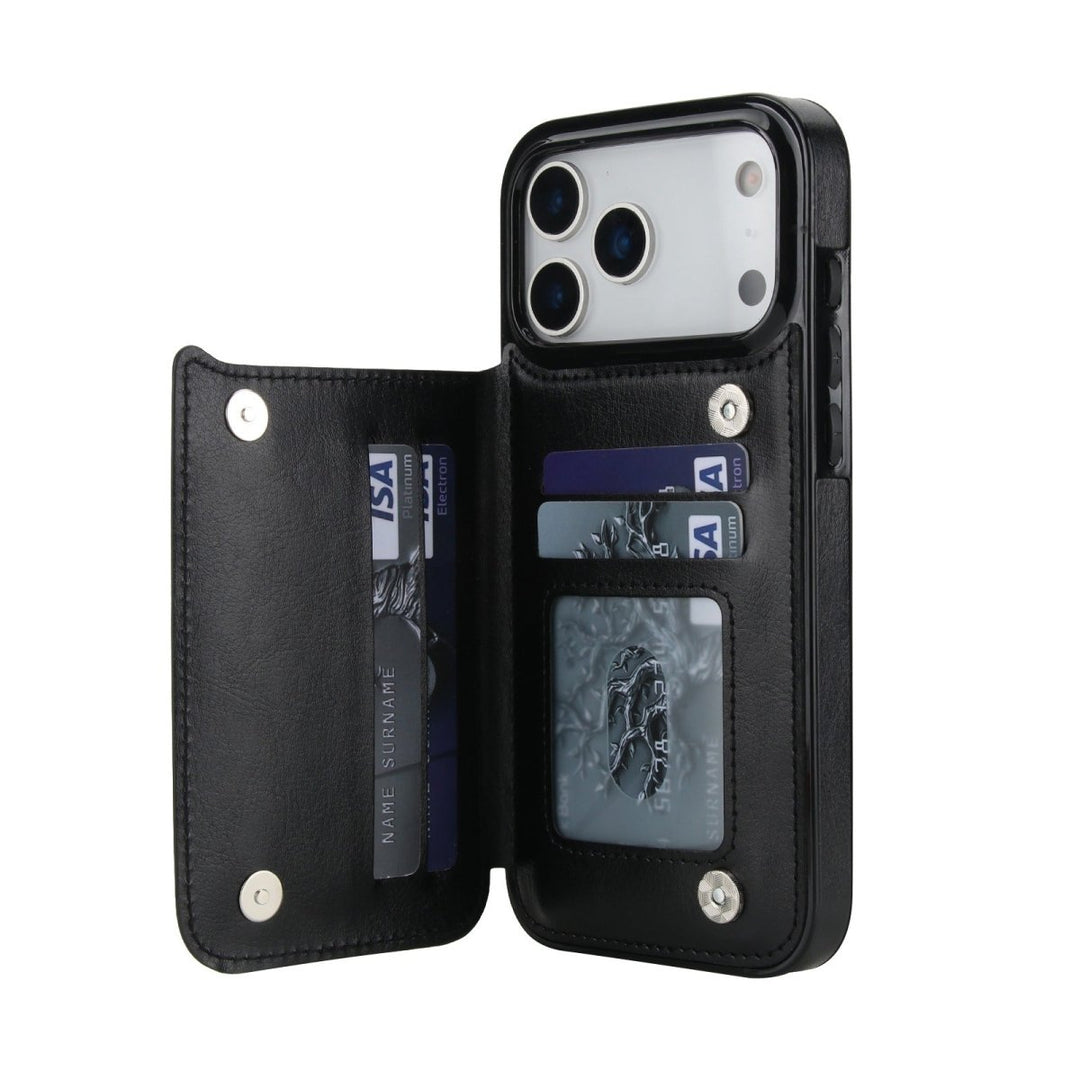 Flip Leather Phone Wallet Case iPhone 17 Pro Black Parkfield Supplies