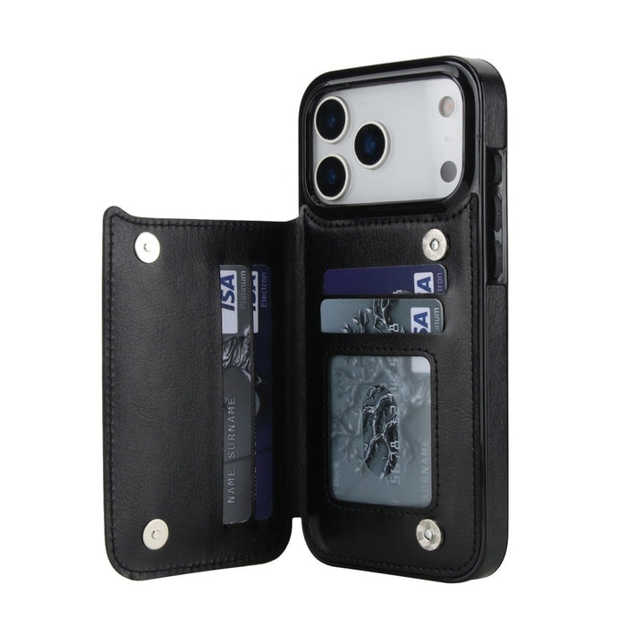 Flip Leather Phone Wallet Case iPhone 17 Pro Black Parkfield Supplies