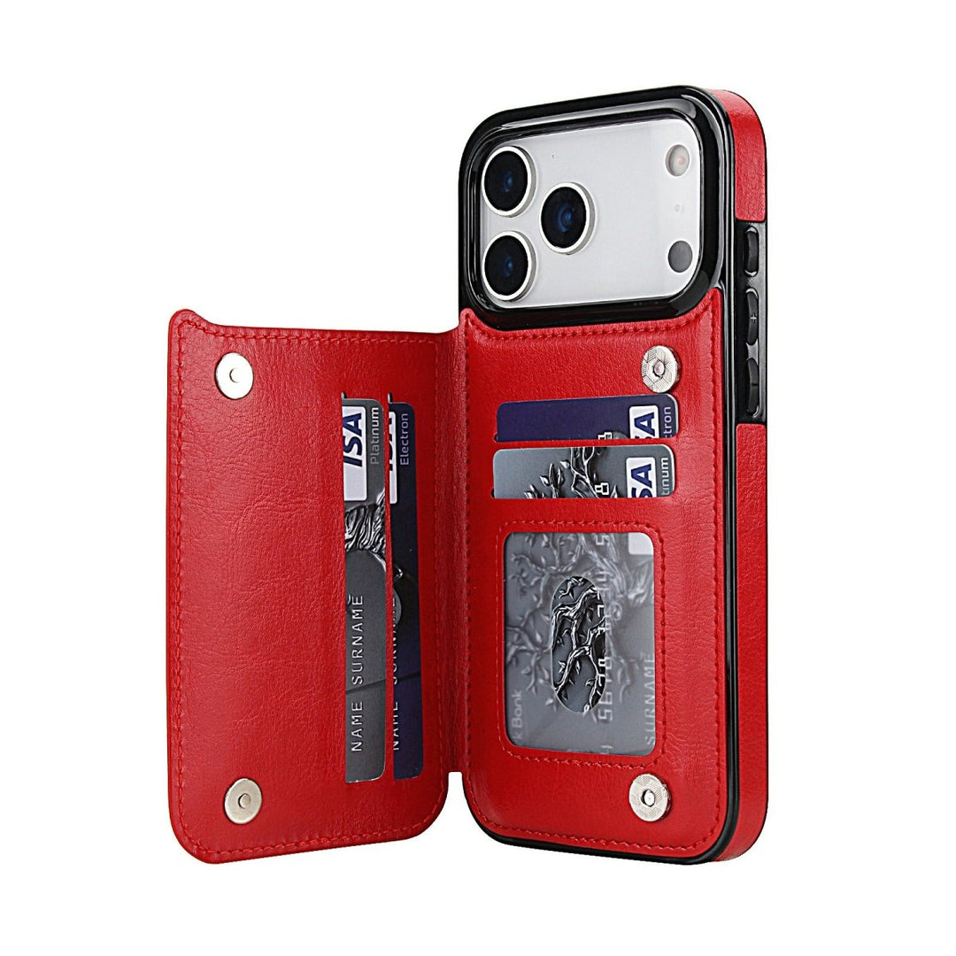 Flip Leather Phone Wallet Case iPhone 17 Pro Red Parkfield Supplies