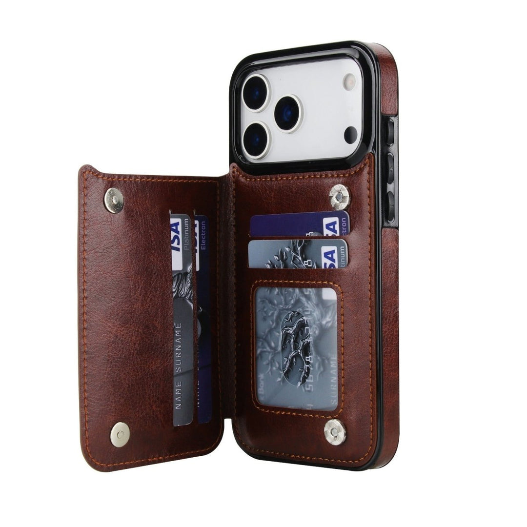 Flip Leather Phone Wallet Case iPhone 17 Pro Brown Parkfield Supplies