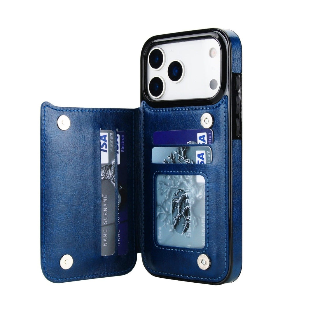 Flip Leather Phone Wallet Case iPhone 17 Pro Blue Parkfield Supplies