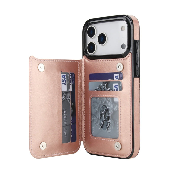 Flip Leather Phone Wallet Case iPhone 17 Pro Rose Gold Parkfield Supplies