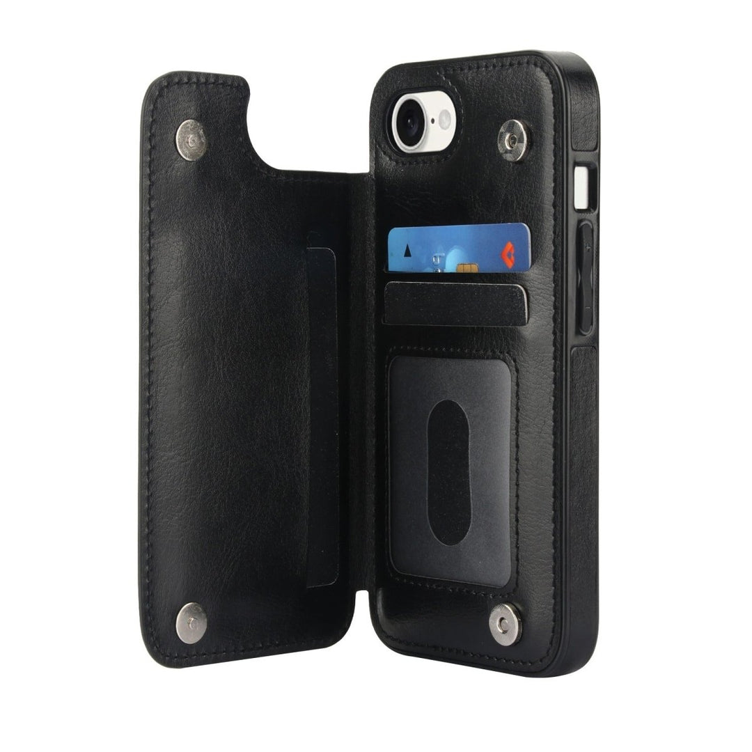 Flip Leather Phone Wallet Case iPhone 16e Black Parkfield Supplies