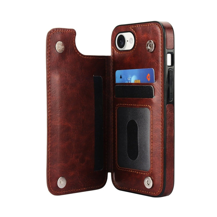 Flip Leather Phone Wallet Case iPhone 16e Brown Parkfield Supplies