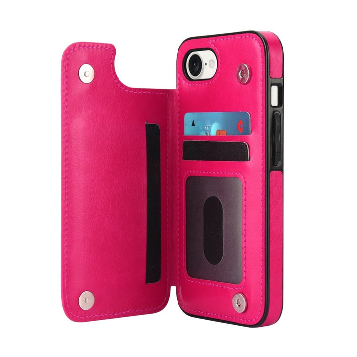 Flip Leather Phone Wallet Case iPhone 16e Rose Red Parkfield Supplies