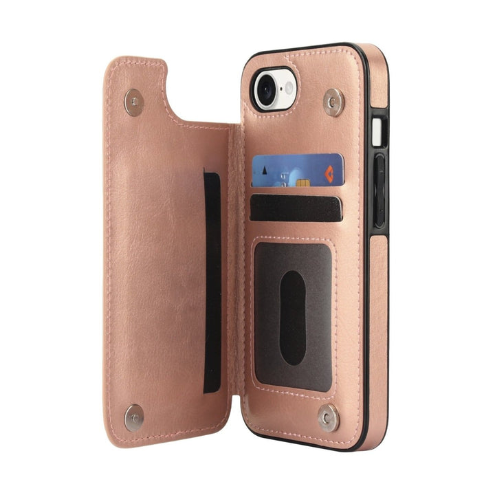 Flip Leather Phone Wallet Case iPhone 16e Rose Gold Parkfield Supplies