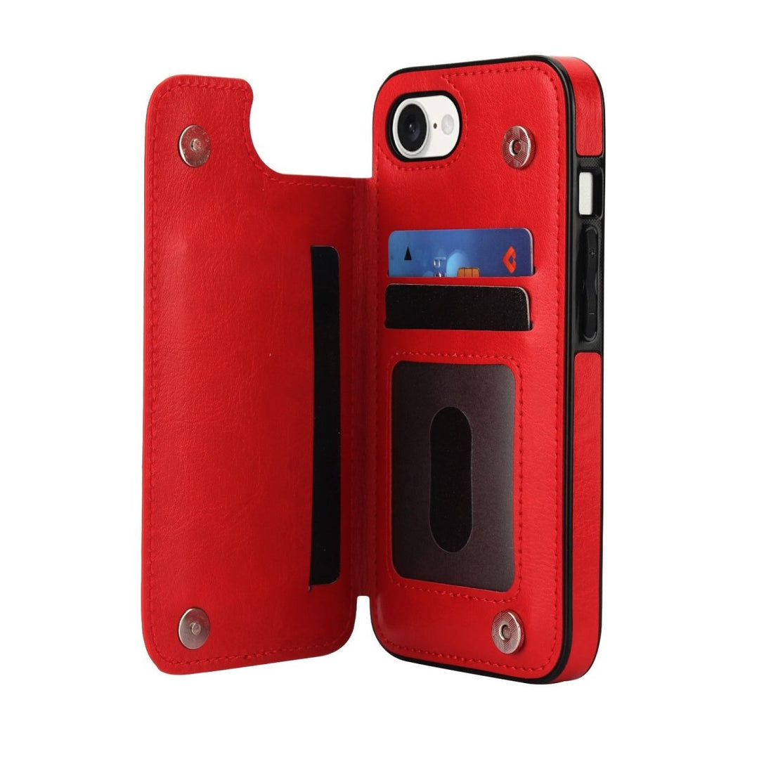 Flip Leather Phone Wallet Case iPhone 16e Red Parkfield Supplies