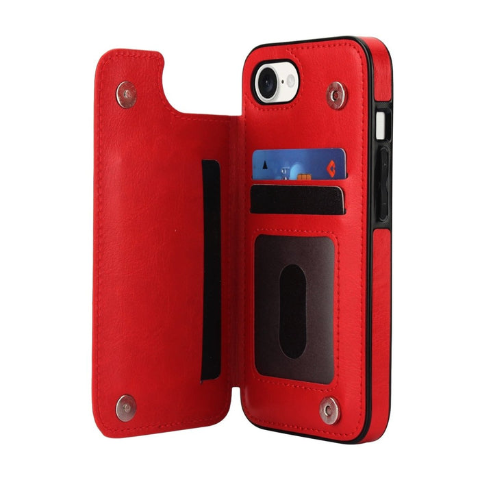 Flip Leather Phone Wallet Case iPhone 16e Red Parkfield Supplies