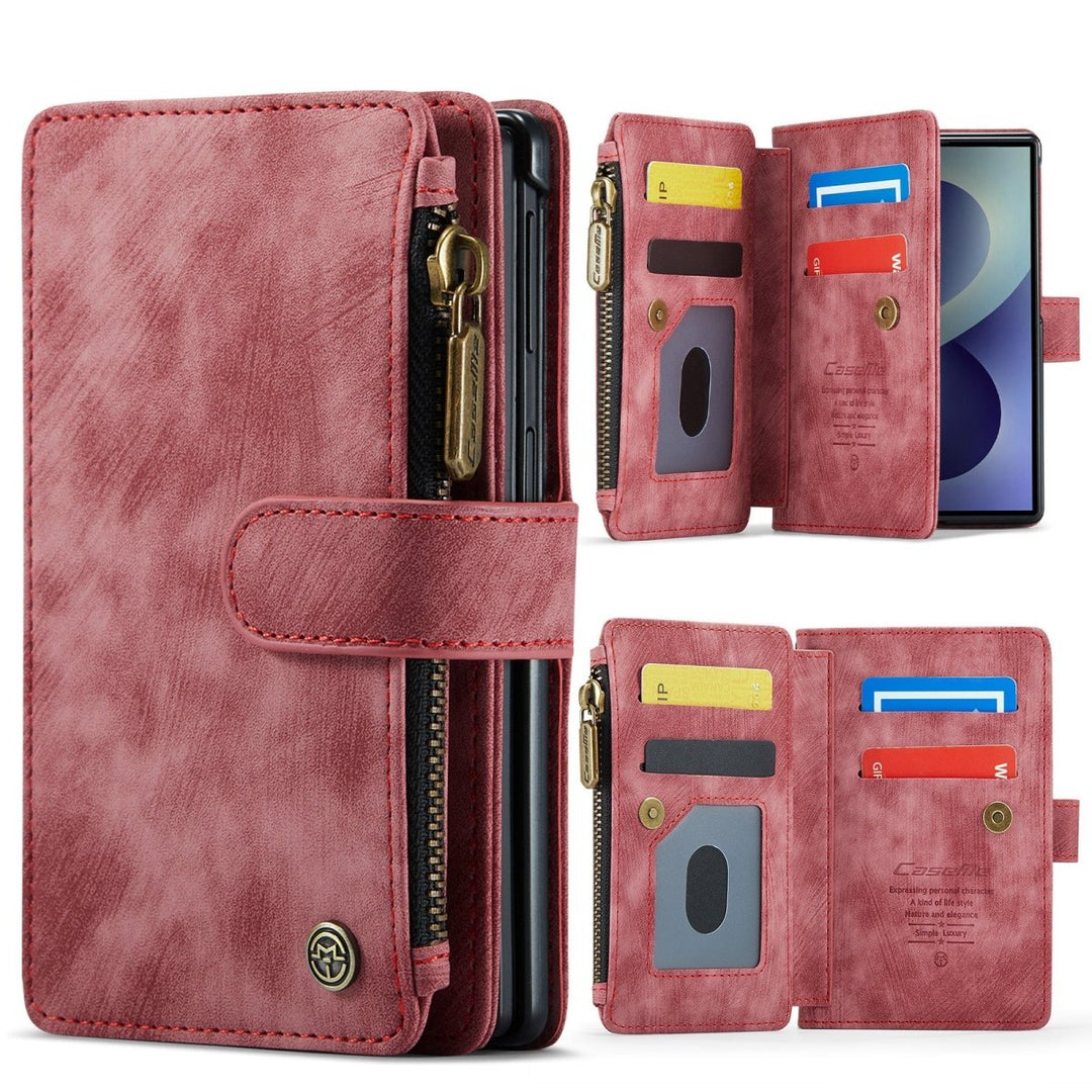 Funda billetera de cuero con cremallera para Samsung Z Fold