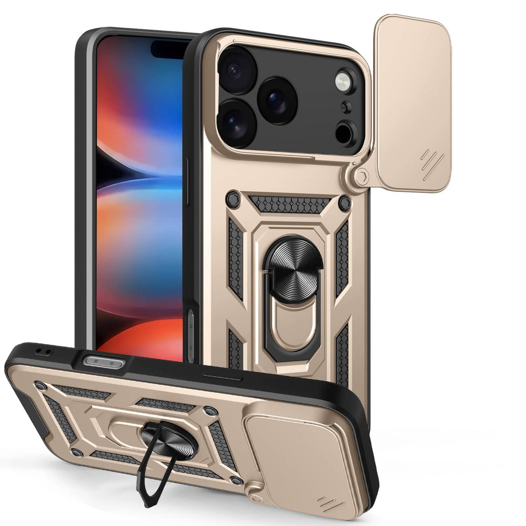 Magnetic Shockproof Phone Case With Camera Cover iPhone 16 / Gold CM220811-02-iPhone 16-Gold
