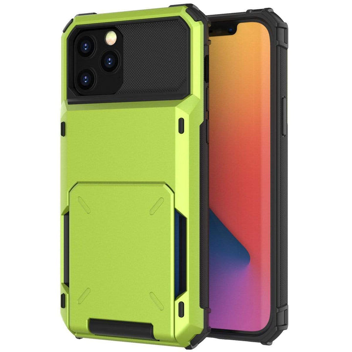 Shockproof Wallet Phone Case iPhone 15 / Green CM20211023-04-iPhone 15-Green