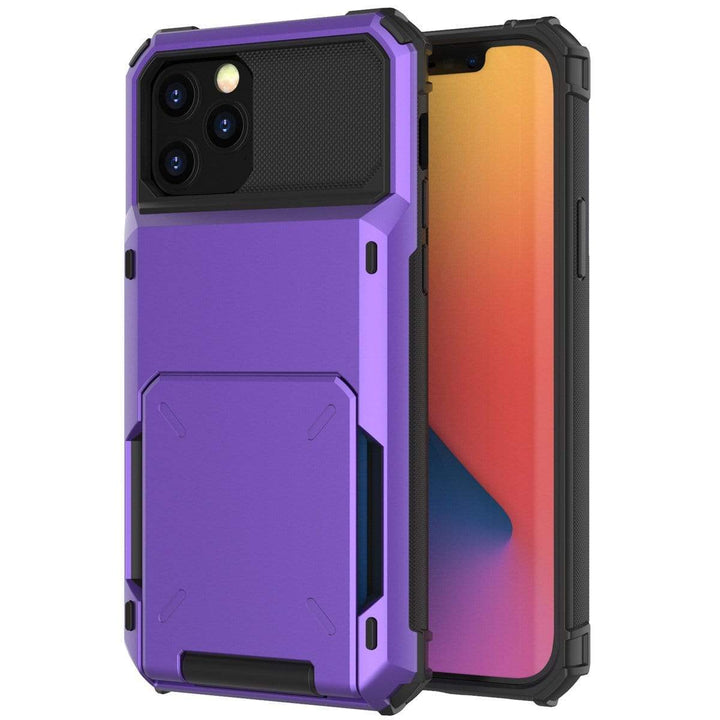 Shockproof Wallet Phone Case iPhone 15 / Purple CM20211023-04-iPhone 15-Purple