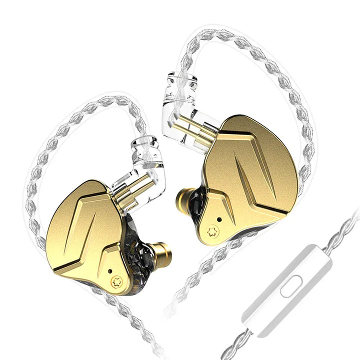 Metal Wired Earbud Headphones ZSN PROX GoldMIC 14:350850#ZSN PROX GoldMIC