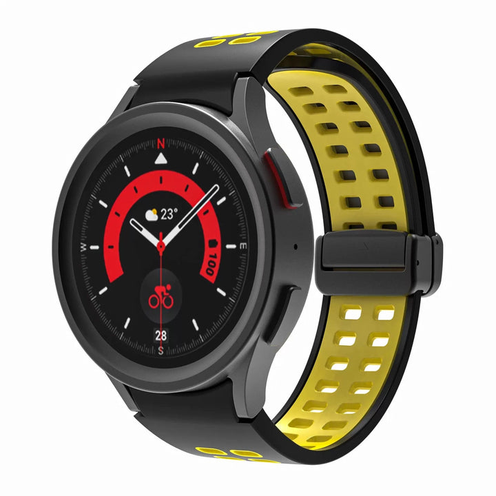 Magnetic Sports Watch Band For Samsung Black Yellow / Galaxy Watch4 (40mm) DP2212132AS08