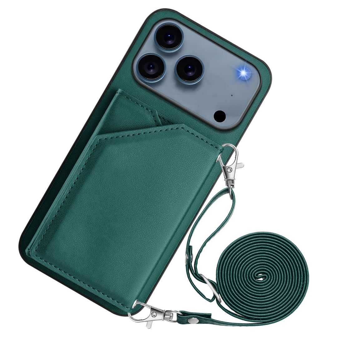 Crossbody Leather Wallet Phone Case iPhone 14 / Green